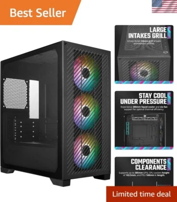 Elite 301 Micro-ATX High Airflow PC Case, 365mm GPU Max, 280mm AIO Max, Type ... - Image 1 of 4