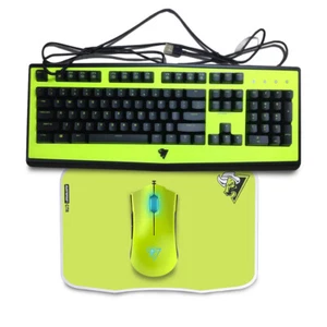 Paquete de teclado mecánico/ratón/ alfombrilla de ratón para juegos Rantopad con cable amarillo - Imagen 1 de 4