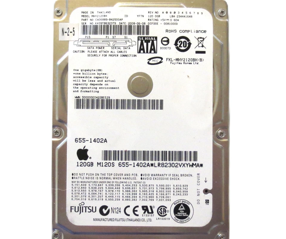 Fujitsu MHY2120BH CA06889-B42500AP 0CFD0E-0081000D (K43) Thailand 120gb 2008-06 - Image 1 of 1