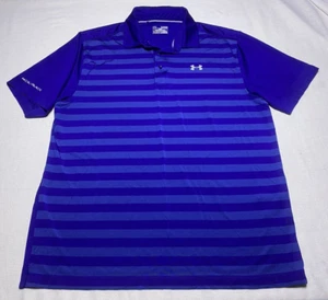 Men's *UNDER ARMOUR* ColdBlack HeatGear Loose Fit S/S Polo Shirt Size XL Striped - Picture 1 of 11