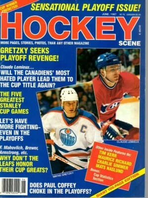 1987 JUNE Hockey Scene magazine,Wayne Gretzky, Oilers, Claude Lemieux, Canadiens - Image 1 of 4