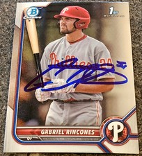 Gabriel Rincones Signed IP 2022 Bowman Chrome Card Phillies Top 10 Prospect!