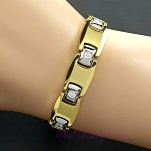 Pulsera magnética de tungsteno dolor articular alivio artritis oro 24KGB, cristal - Imagen 1 de 9