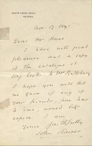 Stainer, John. (1840–1901): Signed Autograph Letter ORGAN COMPOSER - Picture 1 of 1