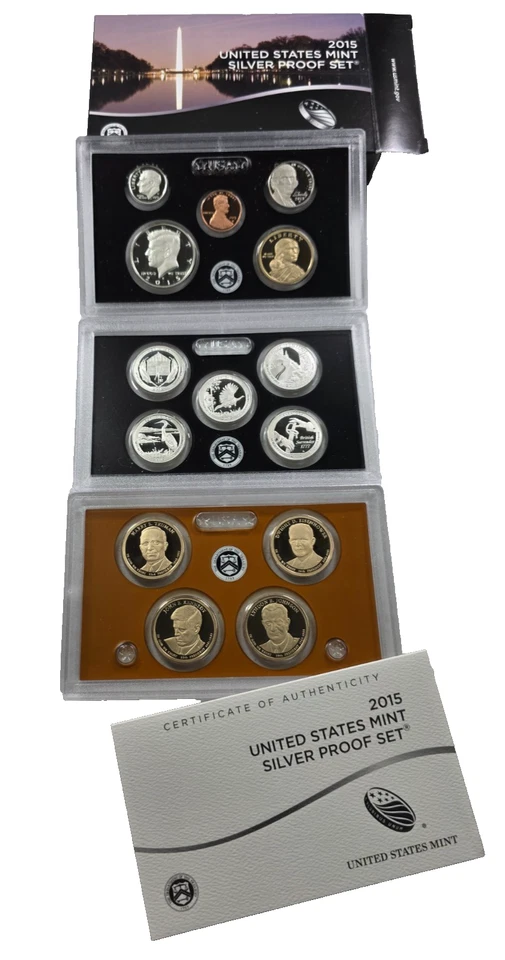 2015 US Mint SILVER Proof 14-Coin Set w/ Box & COA - Image 1 of 1