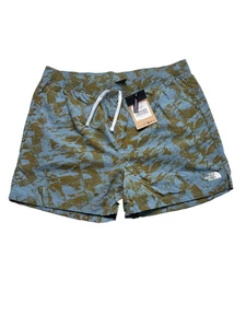 North Face Exploration Shorts Mens Large Blue Mount Camo Swim Trunks Drawstring - Picture 1 of 9