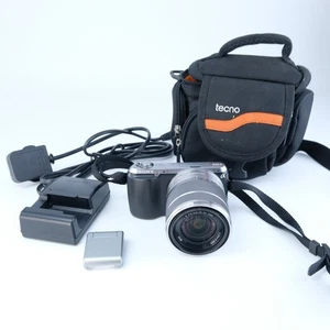 Sony NEX-C3 & 18-55mm OSS E Lens 16.2MP Digital Camera Compact Silver Tested - Picture 1 of 11