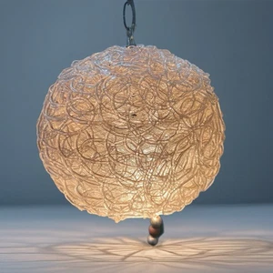 Vintage MCM Spaghetti Lucite Swag Lamp Hanging Pendant Light  - Picture 1 of 13