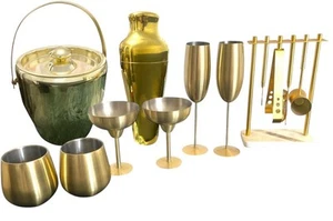 Cocktail Gold Set & Glasses, Vonshef & Others NEW - Picture 1 of 13