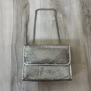 Vintage Whiting and Davis Disco Silver Mesh Purse Shoulder Chain - Picture 1 of 9