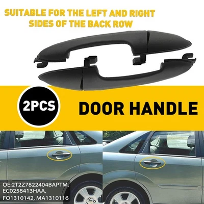 Manija de puerta para Ford Focus 2000-2007 trasera izquierda y derecha exterior lisa negra 2 piezas Foto 1 de 4
