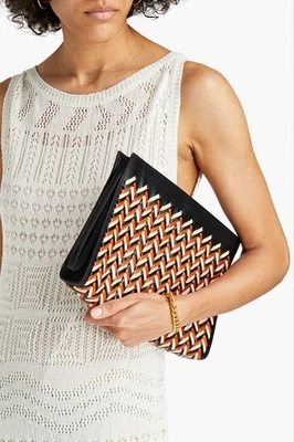 RRP€1100 MISSONI Braided Leather Clutch Bag Large Padded Wrist Strap Zipped - Image 1 of 4