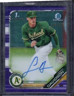 2019 Bowman Draft #CDA-LD Logan Davidson Chrome Draft Pick Auto Purple Ref #/250 - Image 1 of 2