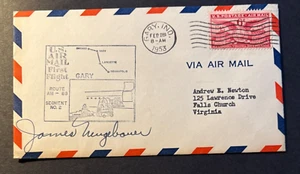 1st flight AM-88 Segment #2, Gary, IN cancel, 2/28/1953, minor stain - Picture 1 of 2