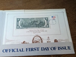 Rare Official First Day Of Issue Bicentennial $2 Federal Reserve Note & Stamp - Picture 1 of 9