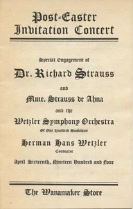 Strauss, Richard. (1864–1949): 1904 NY Wannamaker Store Concert Program - Picture 1 of 3