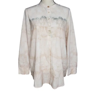 Soft Surroundings PL Shirt L/S Popover Bluse rosa grau Batik Large Petite - Bild 1 von 5