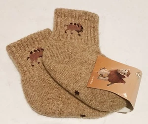 Kids Camel Wool Blend Socks Warm Brown For 0-1 years old NWT Made In Mongolia - Picture 1 of 7