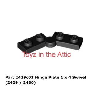 Lego 1x 2429c01 Black Hinge Plate 1 x 4 Swivel (2429 / 2430) 6848 Futuron - Picture 1 of 1