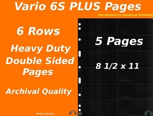 5 VARIO 6S PLUS Pocket Double Sided Pages for Stamp and Other Collecting, Black - Picture 1 of 8