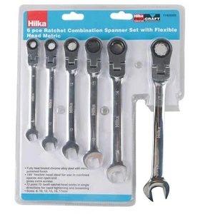 Hilka Ratchet Combination Spanner Set With Flexible Head Metric 6 Piece Set - Picture 1 of 1