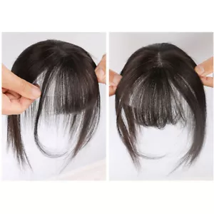 Fermaglio per capelli umani 100% liscio mono fatto a mano in topper con flat bang - Foto 1 di 12