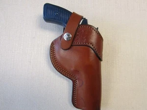 RUGER SP101 357 mag, S&W J FRAME, with 3" barrels, BROWN owb holster with strap - Picture 1 of 5