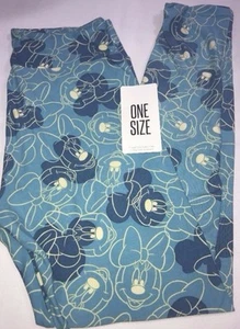 LuLaRoe Disney Capsule OS Leggings One Size NWT Light Blue W/ Minnie Heads - Picture 1 of 1