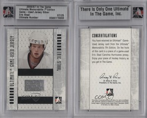 2006 ITG Ultimate Memorabilia 7th Edition Game-Used Jersey Silver /25 Eric Staal