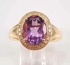 Laborgefertigter Amethyst-Halo-Verlobungsring 3,20 kt Ovalschliff 14 K Gelbgold vergoldet - Bild 1 von 7