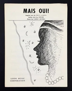 Mais Oui 1960 Vintage Sheet Music Italian English Guitar Piano Uke Pinchi Donida - Picture 1 of 3
