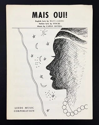 Mais Oui 1960 Vintage Sheet Music Italian English Guitar Piano Uke Pinchi Donida - Image 1 of 3