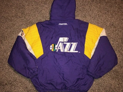 1990s VINTAGE Pull Over UTAH JAZZ Starter Hoodie Jacket Coat jersey XL Cover