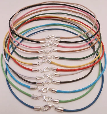 Gargantilla Surfer Collares con Cierre de Langosta Plateada - Cordón de Algodón de 2 mm - Hecho en EE. UU. Foto 1 de 2