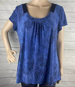 Alfani Intimates Essentials Top XL blau schwarz Schlangenleder Print Kurzarm Shirt - Bild 1 von 12