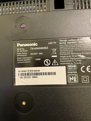 Despiece Completo de PANASONIC TX-43HX600E2 SMART TV ver Fotos y seleccionar - Imagen 1 de 4