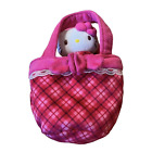 Hello Kitty Soft Small Bag Purse & Plush Toy Sanrio 2015 Pink Plaid