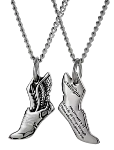 Women's Small Stainless Track Shoe Necklace -Philippians 4:13 - Picture 1 of 4
