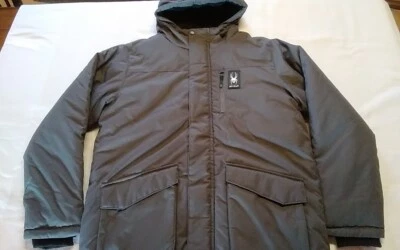 SPYDER  HydroWeb ThermaWeb Polar Coat  Men Large  Hood  Fleece-Lined  Grey  NWT* - Image 1 of 4