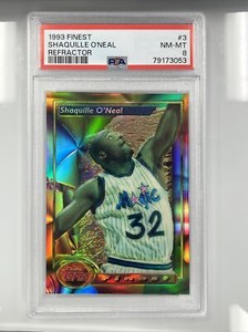 1993 Topps Finest Refractor #3 Shaquille O'Neal Orlando Magic HOF PSA 8