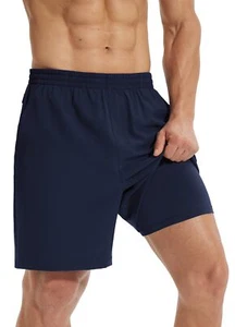 Men's Running Shorts 7 inch Gym Athletic Shorts with Zipper Pockets Quick Dry... - Picture 1 of 7