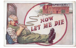 Drunk Man at Beer Brewery "Now Let Me Die" Antique Drinking Humor Comic - Picture 1 of 2