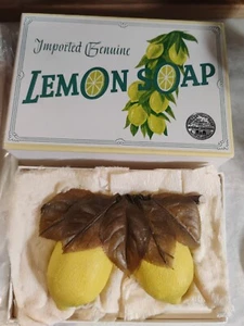 Vintage Pure Castle Hand PainLemon Soap Original Box Set of 2 Made in Australia - Picture 1 of 4