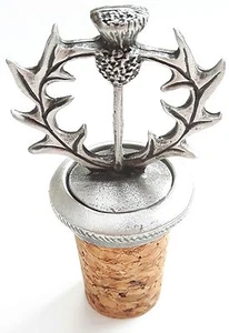 Thistle Handcrafted From English Pewter Bottle Stopper + GiftBag - Picture 1 of 4