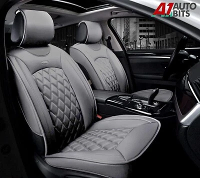 Grey Quilted Diamond PU Leather Front Seat Covers For Vw Golf Golf Tiguan T-roc - Image 1 of 3