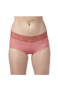 No Boundaries Women's Micro W Lace Boyshort Panties Size X-SMALL Clay Brick Dot - Picture 1 of 13