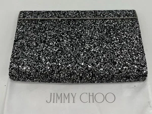 Jimmy Choo Silver Glitter Embellished Flap-Over Clutch - Picture 1 of 10
