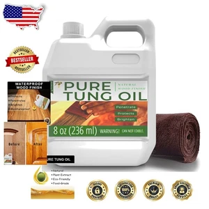 Aceite de tung puro de 8 oz: el mejor sellador de madera impermeable para muebles y encimeras - Imagen 1 de 9
