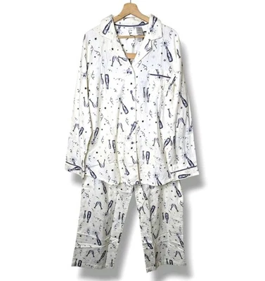 Conjunto de pijama de franela Adonna para mujer XLT Año Nuevo 2 piezas algodón botón delantero nuevo con etiquetas Foto 1 de 4