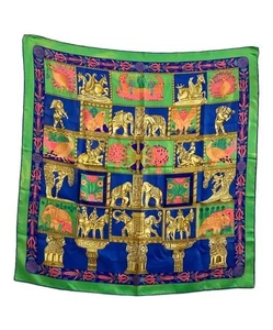 HERMES TORANA Carre 90 Seide 100% Schal grün mit Etikett ohne Karton gebraucht. - Bild 1 von 14